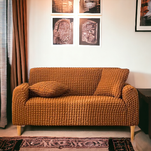 Bubble Stuff Fitted Sofa Cover | Copper Color