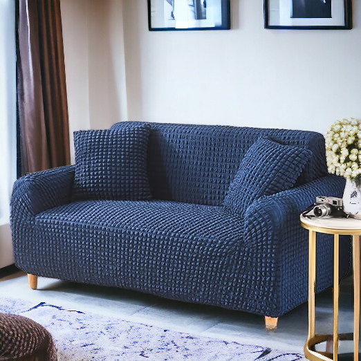 Bubble Stuff Fitted Sofa Cover | Navy Blue Color