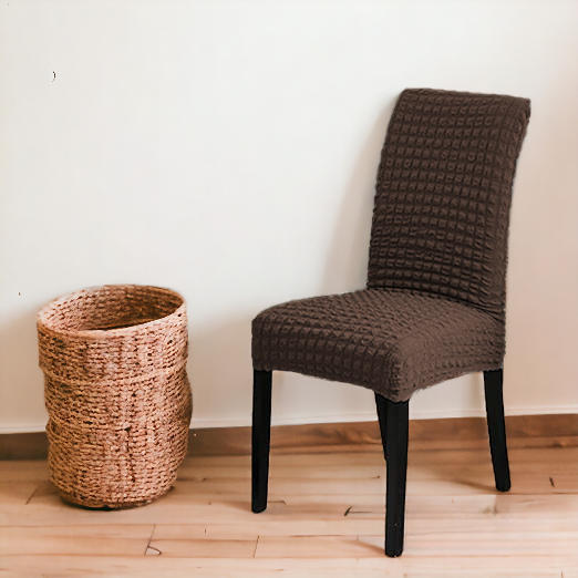 Bubble Style Fitted Dining Chair Cover | Brown Color  | For Weddings, Dining Rooms, Offices, Banquets, And Home Decor