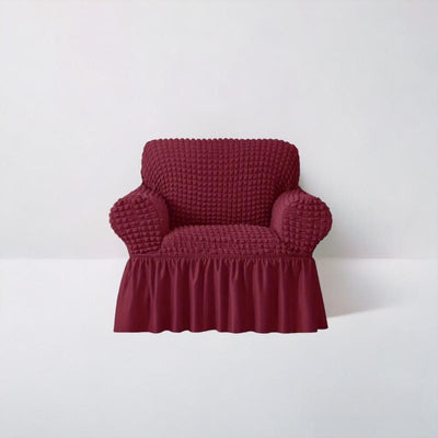 Bubble Style Frill Sofa Cover | Maroon Color