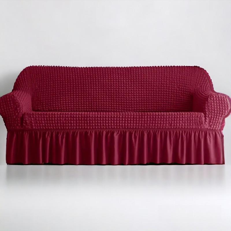 Bubble Style Frill Sofa Cover | Maroon Color