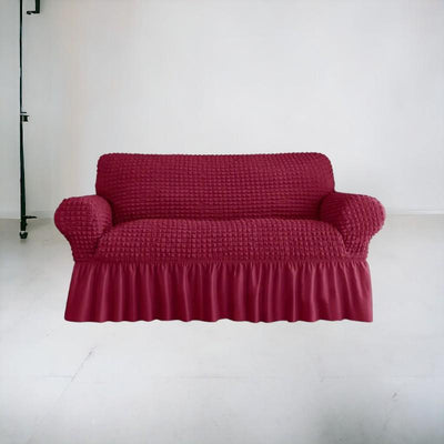 Bubble Style Frill Sofa Cover | Maroon Color