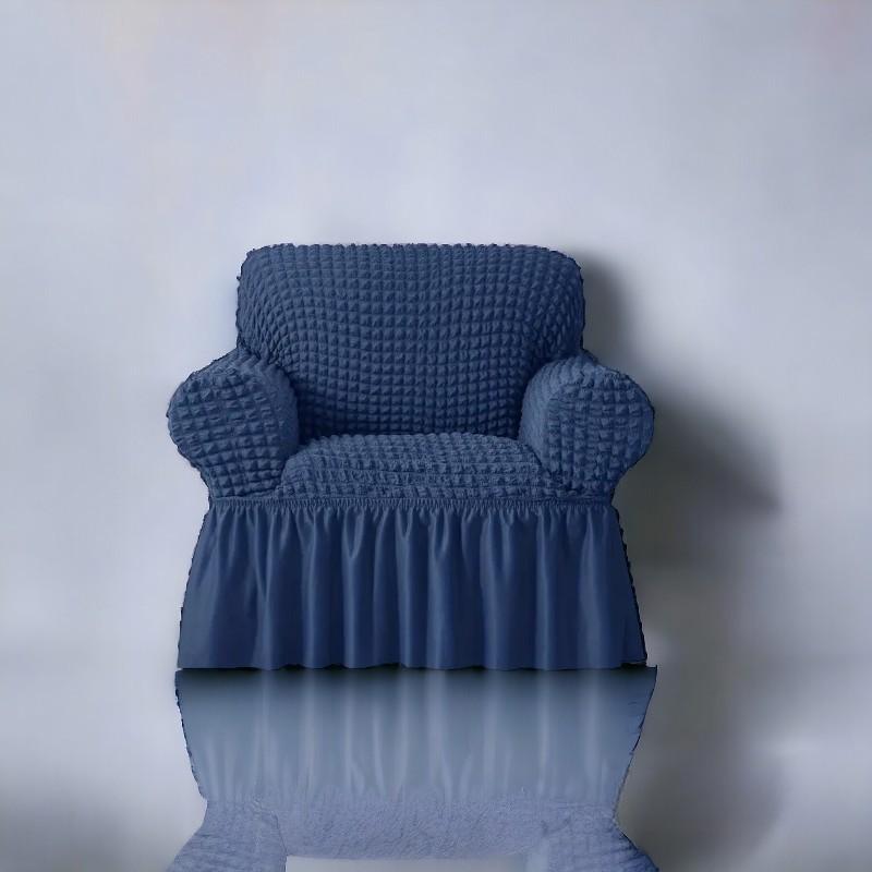 Bubble Style Frill Sofa Cover | Navy Blue Color