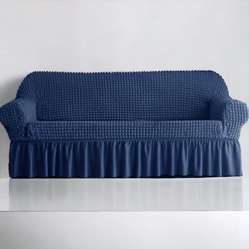 Bubble Style Frill Sofa Cover | Navy Blue Color