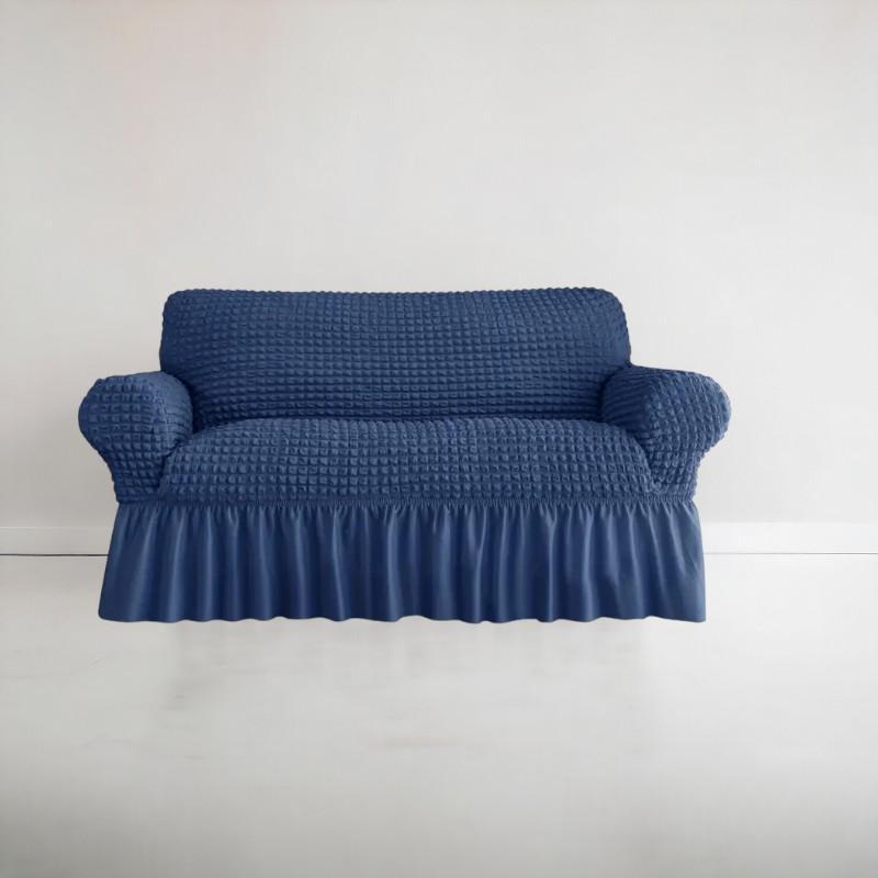 Bubble Style Frill Sofa Cover | Navy Blue Color