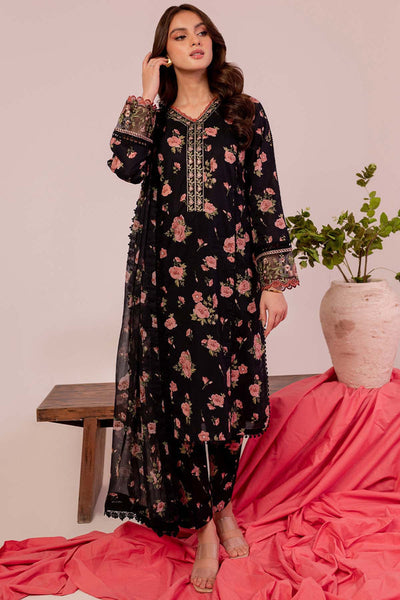 Black Scarlet Digital Printed Lawn Unstitched 3pc suit