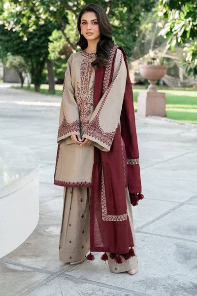 3 Piece - Unstitched Dhanak Suit Embroidered Suit With Embroidered Dhanak Shawl sk-700