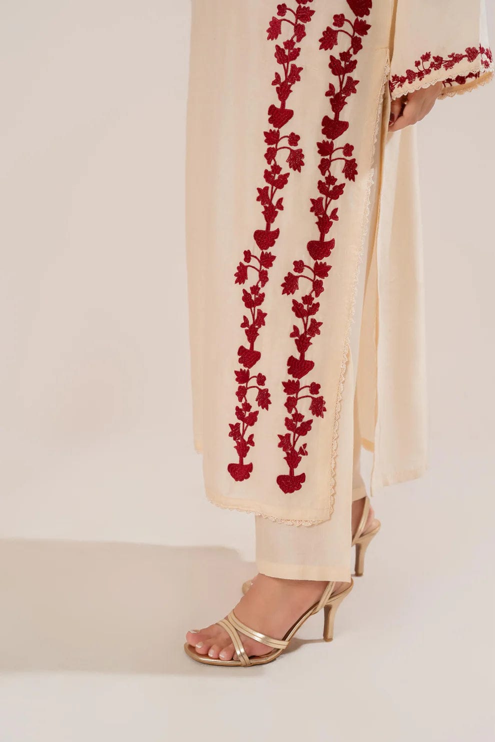 -3PC Wedding Session Embroidered Shirt with Digital Printed Shawl S.J 651