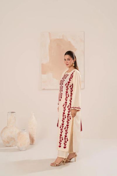 -3PC Wedding Session Embroidered Shirt with Digital Printed Shawl S.J 651